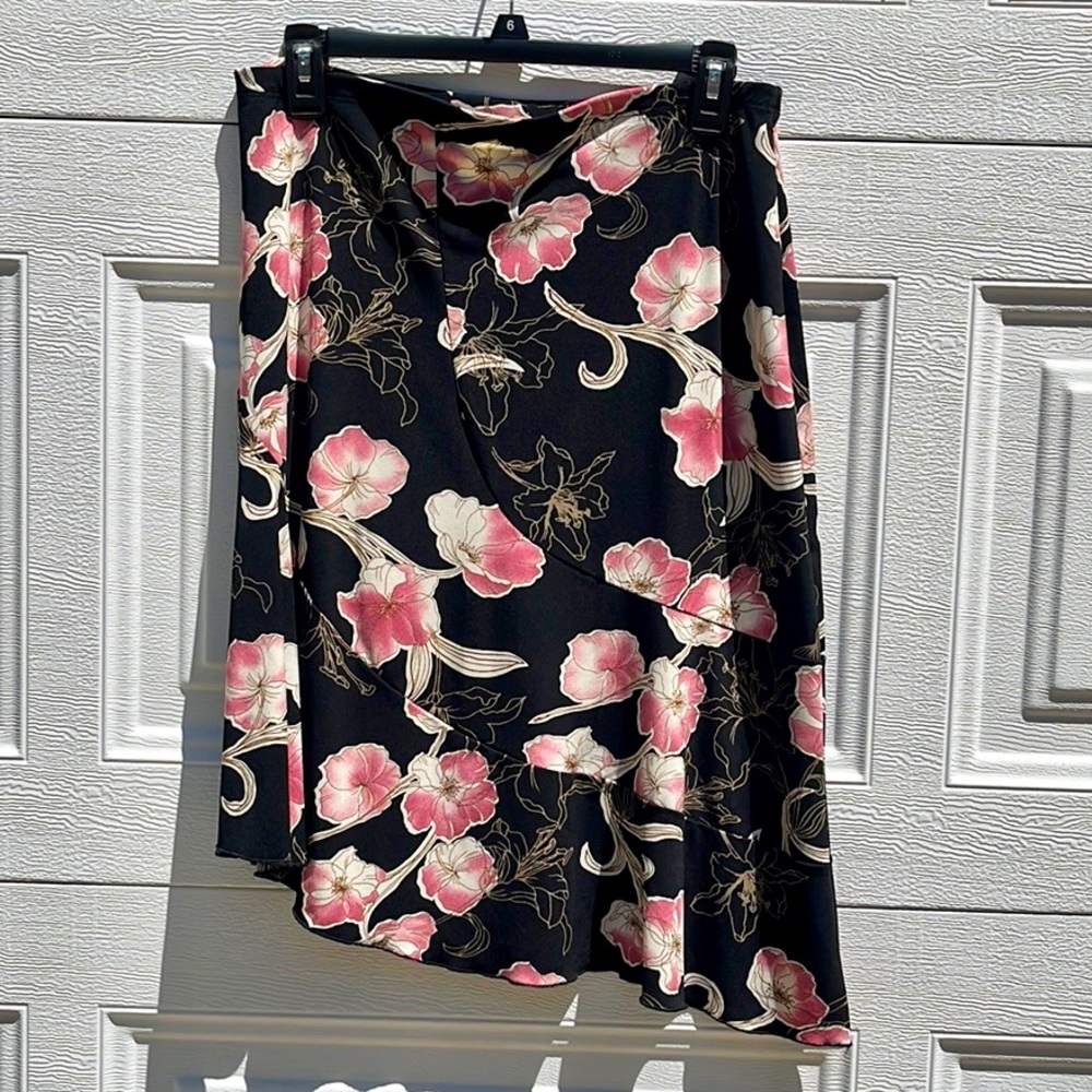 Susan Lawrence Floral Asymmetrical Midi Skirt